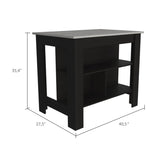 Cala Kitchen Island, Four Legs, Three Shelves -Black / Ibiza Marble B20092007