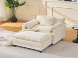 39.4" Modern Accent Chair with Ottoman, Living Room Club Chair Chenille Upholstered Armchair , W3244P392643