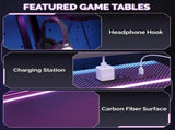 31.5" Z-Shaped Faux Carbon Fiber Veneer Gaming Desk P2 Particleboard Iron Pipe Computer Desk with 72974532