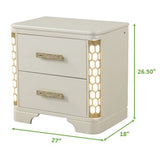 Nightstand with side LED lightning made with Wood in Beige 659436215054