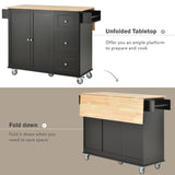 Rolling Mobile Kitchen Island with Solid Wood Top Locking Wheels,52.7 Inch Width,Storage Cabinet WF287035AAB