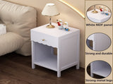Modern Nightstand with Drawer and Open Shelf,Scalloped Edge Bedside Table for Bedroom, Cute 09977389