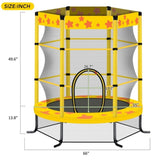 ZNTS 55 Inch Kids Trampoline with Safety Enclosure Net, 4.5FT Outdoor Indoor Trampoline for Kids 72438627