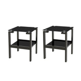 ZNTS 2-piece Black Tempered Gass End Table Set, Sofa table with 2-layer Storage Shelf W1718109232