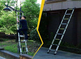 Telescopic ladder, 9.5 foot aluminum button telescopic ladder with 2 triangular stabilizers and 92521596