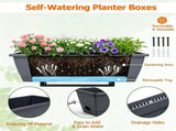 3Tier Deck Railing Planter, SelfWatering Hanging Garden Box with Drainage Tray, Metal Frame 30456601