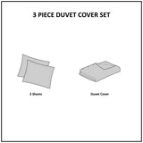 King/Cal King 3 Piece Elastic Embroidered Cotton Duvet Cover Set B03596516