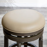 30" Bar Stool, Weathered Gray Finish, French Gray Leather Seat B04660739