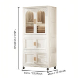 ZNTS 25.59" Side Wide Folding Wardrobe , 25.59"×15.75"×57.09", with Magnetic Door, Plastic Storage 48599802