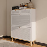 Shoe cabinet with 2 flip-up doors and 2 drawers,narrow shoe rack cabinet,freestanding shoe W3166P266365