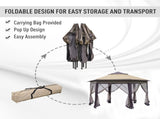 13' x 13' Pop Up Gazebo, Hexagonal Canopy Shelter with 6 Zippered Mesh Netting, Event Tent with W2225141508