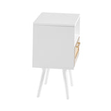 15.75" Rattan End table with drawer and solid wood legs, Modern nightstand, side table for living W126573108
