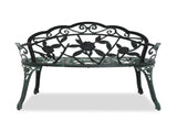 Outdoor Cast Aluminum Patio Bench, Porch Bench Chair with Curved Legs Rose Pattern, Antique 50068980