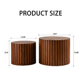 Round Wood Coffee Table for Living Room for Small Space Apartment and No Need Assembly W3081P255021