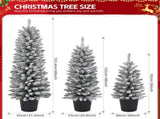 Set of 3 Pre-lit Xmas Trees with Pot Stands, 3/4/5 FT Snow Flocked Artificial Christmas Trees with 53610875