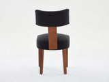 064-Set of 2 Linen Fabric Modern Armless Dining Chairs With Curved backrest and Solid Wooden Legs 32175653