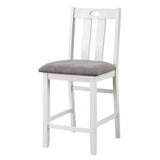 White Solid wood 5pc Counter Height Dining Set Table 4x Gray Linen Like Fabric Cushions Seats B011P230002