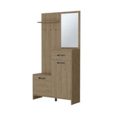 FM FURNITURE Elko Hall Tree Multistorage with a Mirror. Natural Oak B128P283287