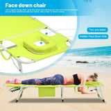 3-in-1 Heavy Duty Tanning Chair with Face Hole Adjustable 5-Position Folding Chaise Lounge Chairs W3399P310389
