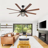 ZNTS Modern 66 Inch Ceiling Fan With 6 Speed Wind 8 Blades Remote Control Reversible DC Motor With Light W934P189487