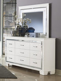 White Finish Dresser Bold Design 9 Drawers Glamorous Faux-Alligator Textured Fronts Wooden Bedroom B011134416