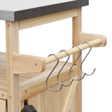 Outdoor Kitchen Island, Rolling Bar Cart & Storage Cabinet, Farmhouse Solid Wood Outdoor Grill Table 68264633