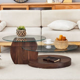 Modern Walnut Grain Double Layer Coffee Table - Versatile Design, Multiple Colors Available.Density 47578447