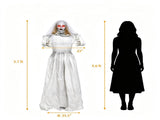 Halloween Animatronic Ghost Bride Prop, 5.6FT Turning Head Beauty to Hag with Red Glowing Eyes Sound 89295662