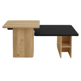 U-Can Set of 2 Nesting Coffees Farmhouse,Rectangle Coffee Living Room,Wood Finish Coffee N724P294661B