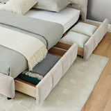 California King size Upholstered Bed ,comfortable upholstered bed frame, Chenille fabric, with W487P311316