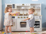 Kids Wooden Play Kitchen with Realistic Lights & Sounds, Pretend Ice Maker & Storage for Toddlers 24368819