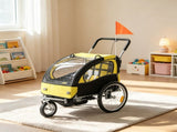 Yellow 2-Seat 360 Swivel Bicycle Cargo Trailer, Kids Bike Trailer with Water-Resistant Windows 58530232