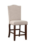 Classic Cream Upholstered Cushion Chairs Set of 2pc Counter Height Dining Chair Nailheads Solid wood B011P148642