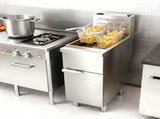 Commercial Deep Fryer, 3-Burner Fryer for Restaurants, Stainless Steel Floor Standing Deep Fryers W5057P394221