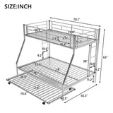 ZNTS Twin over Full Bed with Sturdy Steel Frame, Bunk Bed with Twin Size Trundle, Two-Side Ladders, 22027007