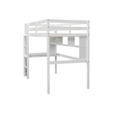 ZNTS Twin Size Loft Bed with desk and shelves, Safety Guardrail and ladder,White W504P181854