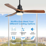 ZNTS 52 Inch Ceiling Fan Light With 6 Speed Remote Reversible Energy-saving DC Motor KBS-5247-DC