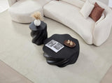 Petal Shape Side Table Black Fiberglass Sculptural Accent Table, 19.69" High, Root-Textured W2664P462012