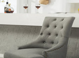 Grey Button Tufted Solid Wood Wingback Hostess Chairs with Nail Heads Set of 2 T2574P164607