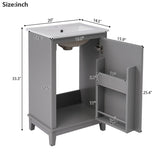 20 Inch Modern Small Bathroom Vanity Cabinet With Ceramic Basin- 20*14.5*33.3 Inches,Ample WF318756AAE