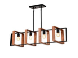 4-Light Kitchen Island Lights Pendant Light Farmhouse Dining Room Light Fixture, Rustic Wood and W1592P233389