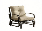 Beige Outdoor Glider Chair with Cushions Steel Frame Patio Furniture Curved Armrests for Garden Yard 77363000