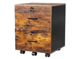 2-Drawer Rolling Wood File Cabinet with Lock, Brown & Black 91736369