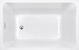 43" Acrylic Freestanding Bathtub ,Spacious rectangle Shape, Gloss White Finish, Chrome Overflow & W1675P225125