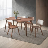 Walnut Finish Side Chairs Set of 2, Curved Ergonomic Design Solid Wood Dining Furniture Kitchen B2741P331882