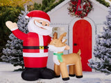 6.3FT Lighted Christmas Inflatable Decoration, Inflatable Santa and Reindeer, Funny Blow Up Yard 12549040
