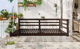 TOPMAX Country Patio Wooden Twin Size Swing Daybed Porch Swing Frame with 4pcs 96-inch Hemp Ropes N717P265856D