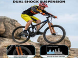 A2660 Bike 26 Inch Wheels, 21-Speed Full Suspension Mens Womens Trail Commuter City W1856P599412