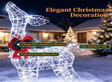 Pre-Lit Christmas Reindeer Decoration with 50 Cold White LED Lights, IP44 Waterproof Metal Frame, 39250855