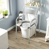 ZNTS Grey multi-functional portable toilet chair with adjustable height 05796679